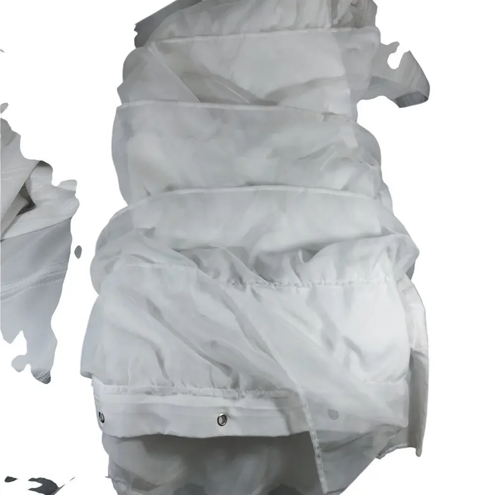 GORGEOUS PURE WHITE RUFFLED/TIERED CHIFFON FLOUNCY SHOWER CURTAIN! 72